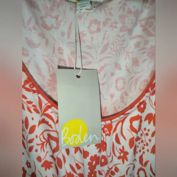 Boden (Size 10R) Red & White Floral Print Jersey Knit Dress w Pockets (NEW-NWT) - Picture 4 of 7